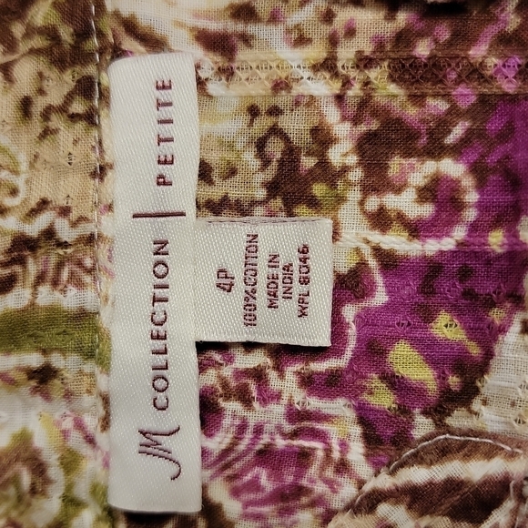 JM Collection Paisley Button-up Top Size 4p - Picture 8 of 13